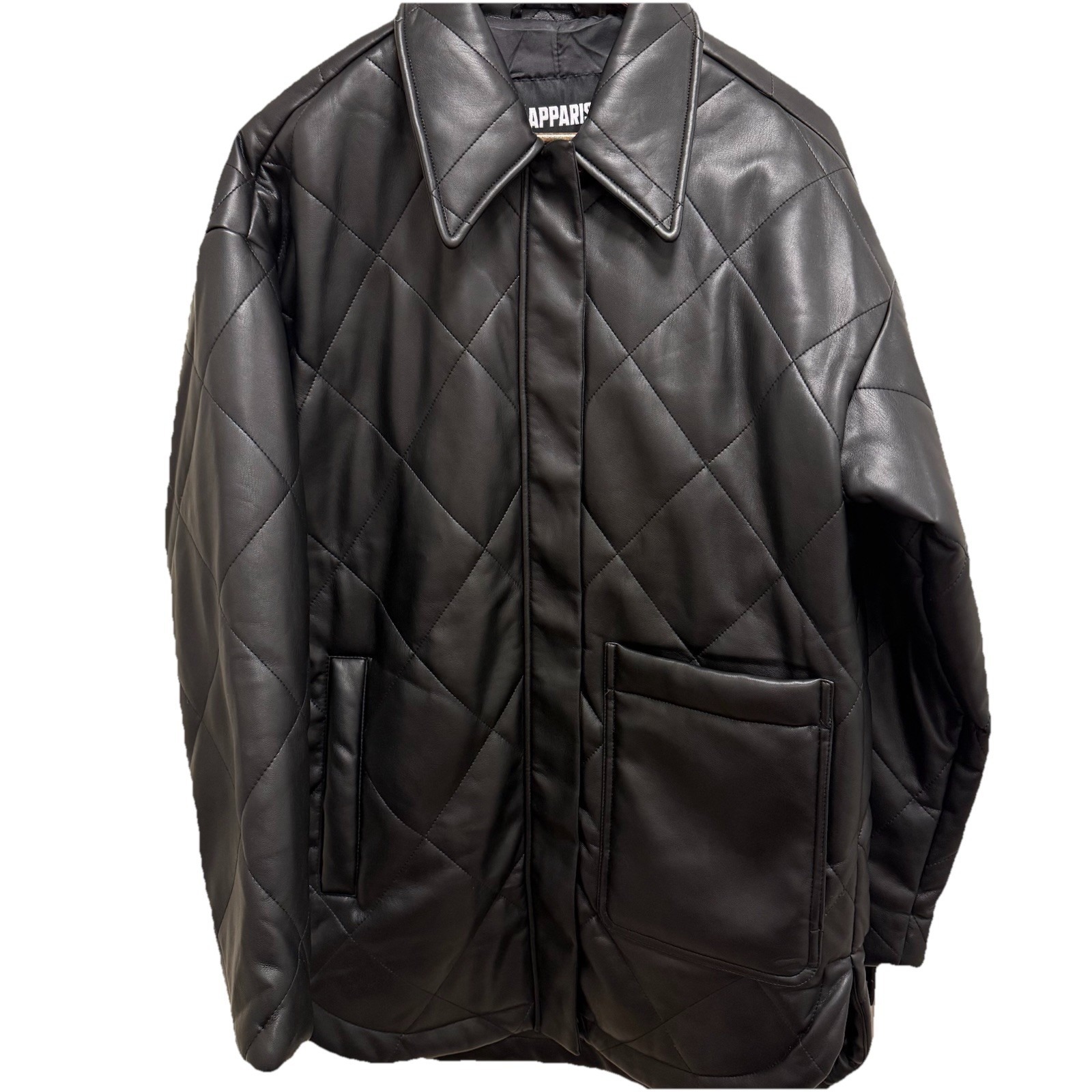 Apparis Stevie Vegan Leather Jacket Quilted Oversized Shacket S — image 4 of 8